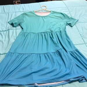 Women’s Ombre Aqua Tiered Maxi Dress - Casual Summer Style